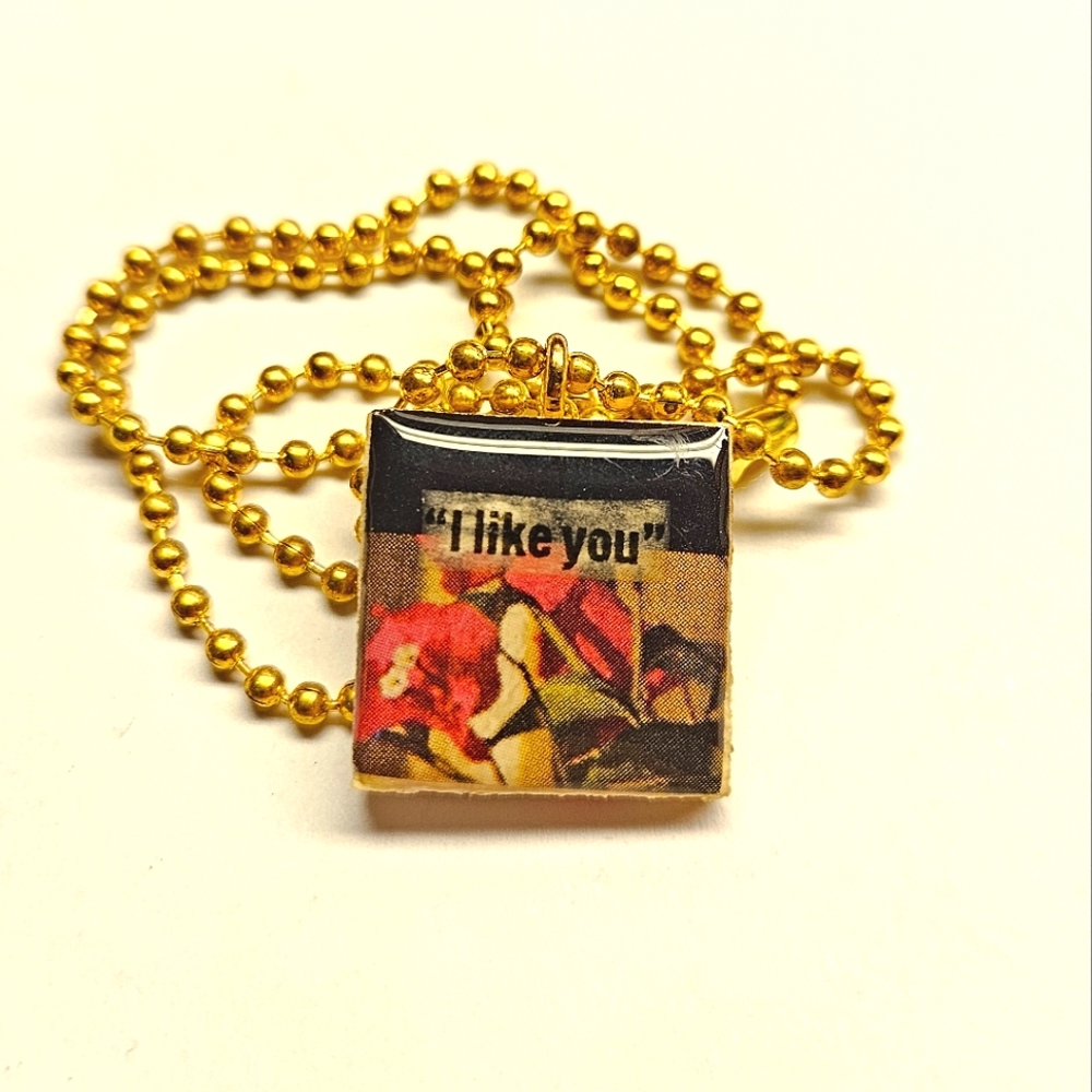 "I Like You" Tile Pendant Necklace